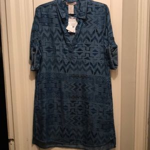 Tribal print denim dress